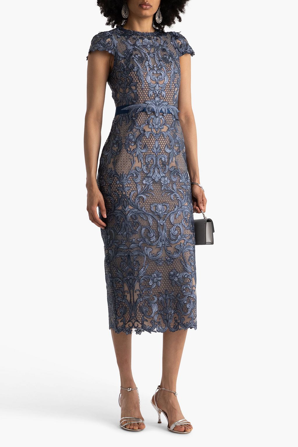 MARCHESA NOTTE ギピュールレース ミディワンピース