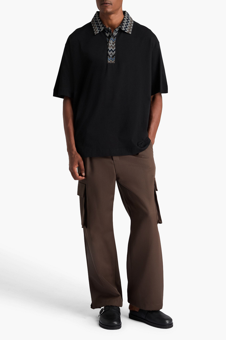 Missoni Cotton-jersey Polo Shirt In Black