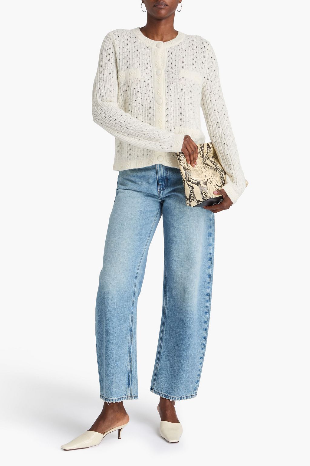 ARCH4 Hannah pointelle-knit cashmere cardigan