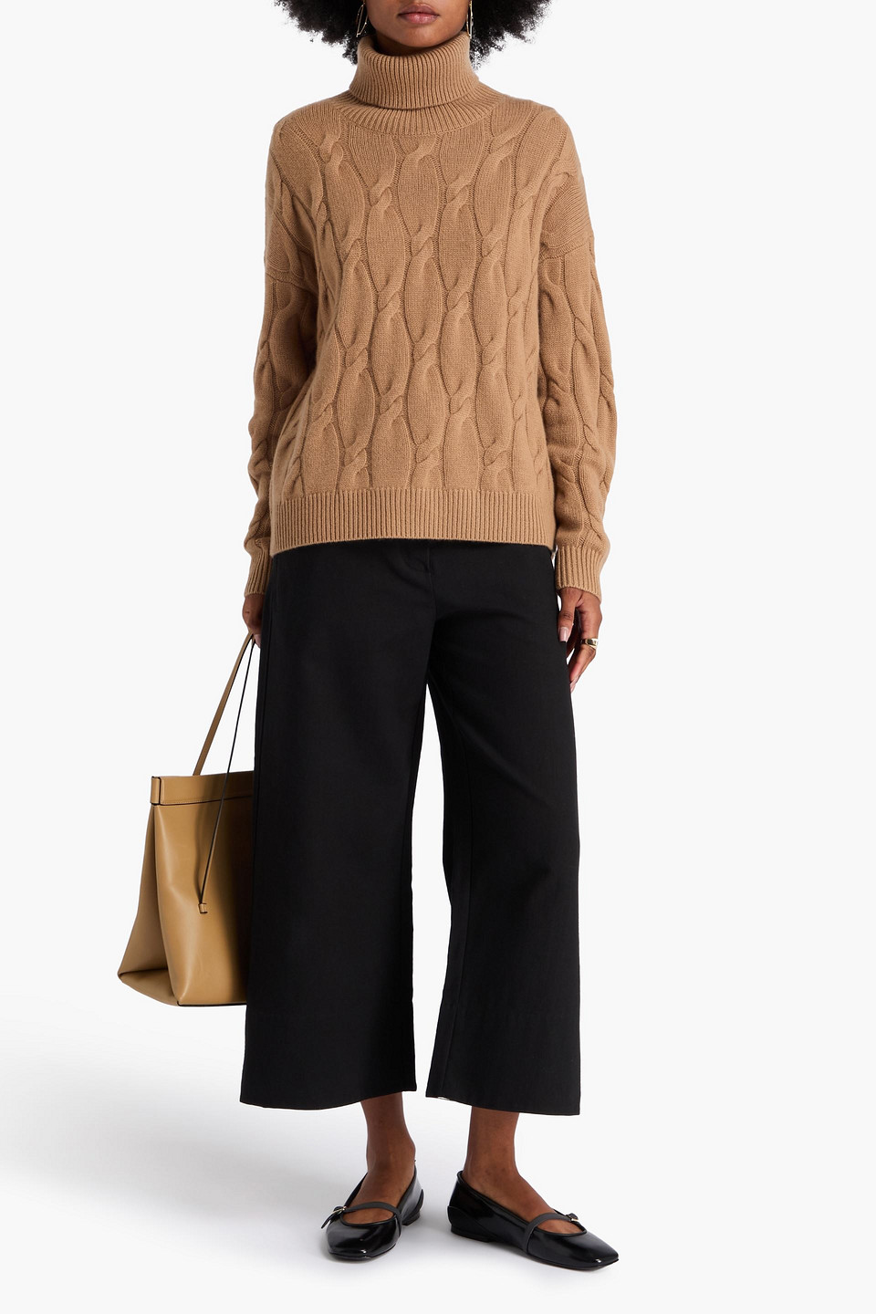 Arch4 - Rollkragenpullover „sadie“ Aus Kaschmir Mit Zopfstrickmuster - Braun - S 