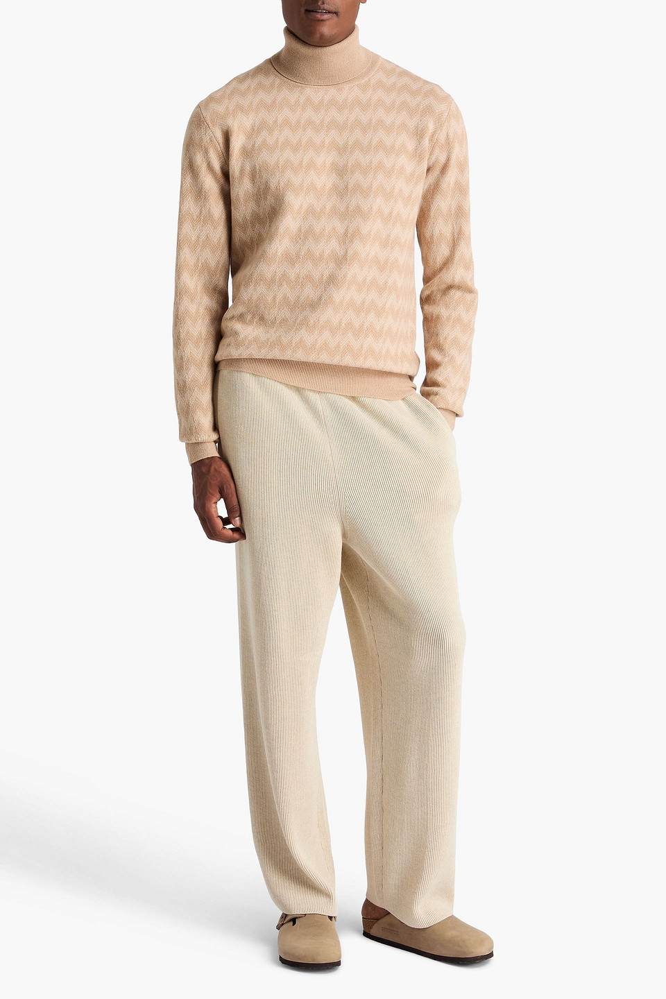 Missoni Wool And Cashmere-blend Turtleneck Sweater In Brown