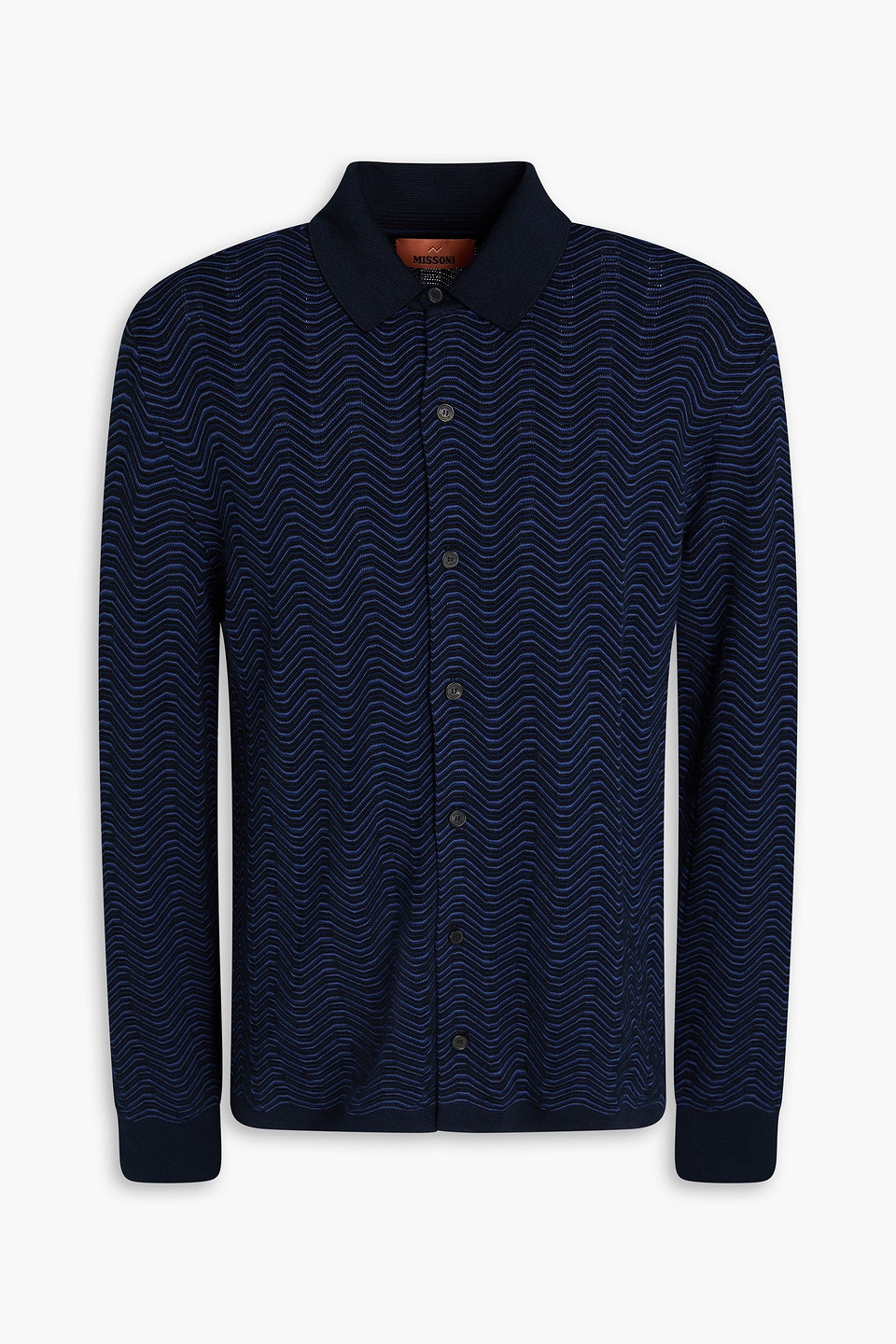 Crochet-knit wool-blend shirt