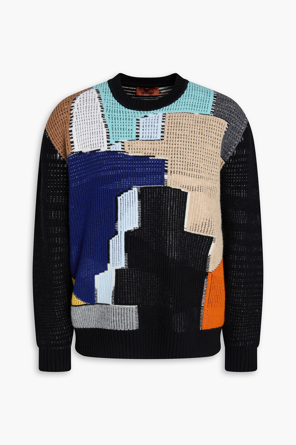 Missoni Color-block Ribbed Wool Sweater In Multi