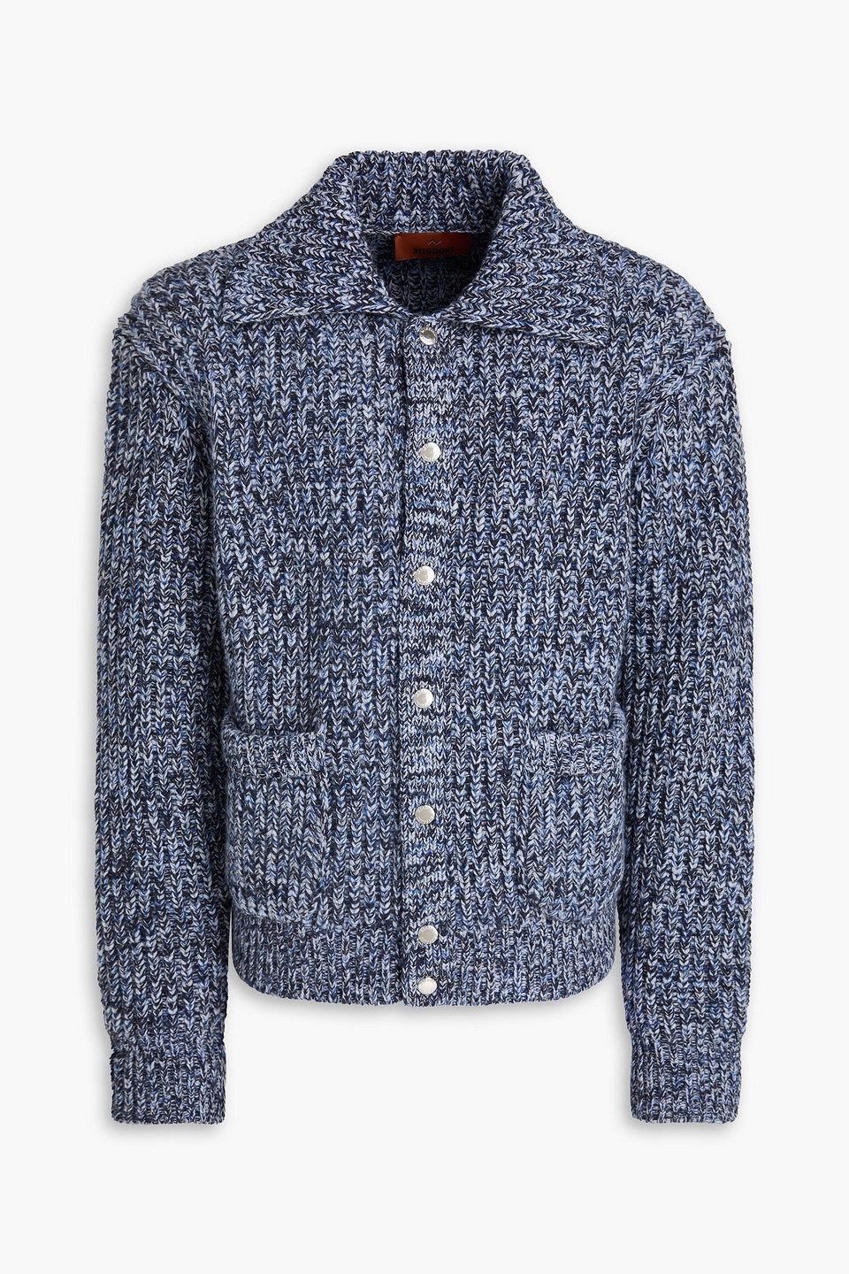 Missoni Mélange Wool Cardigan In Blue
