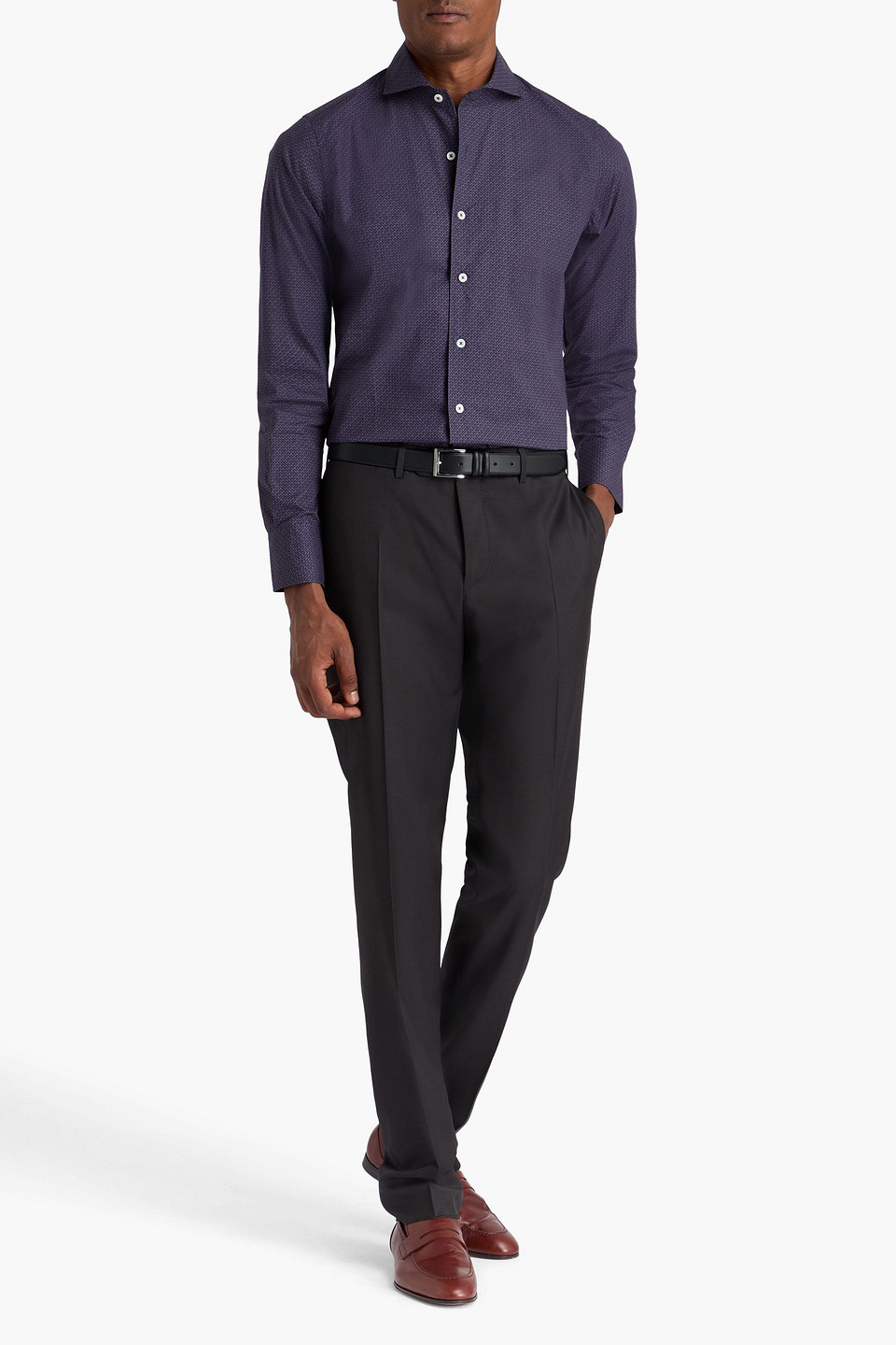  Canali - Hemd Aus Baumwollpopeline Mit Print - Blau - S 