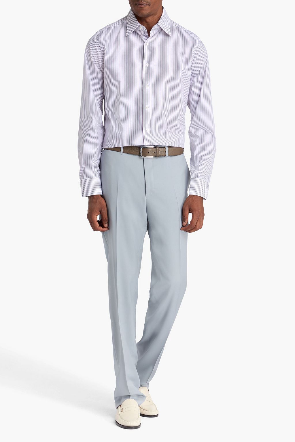 CANALI قميص من قطن بوبلين بتصميم مخطط