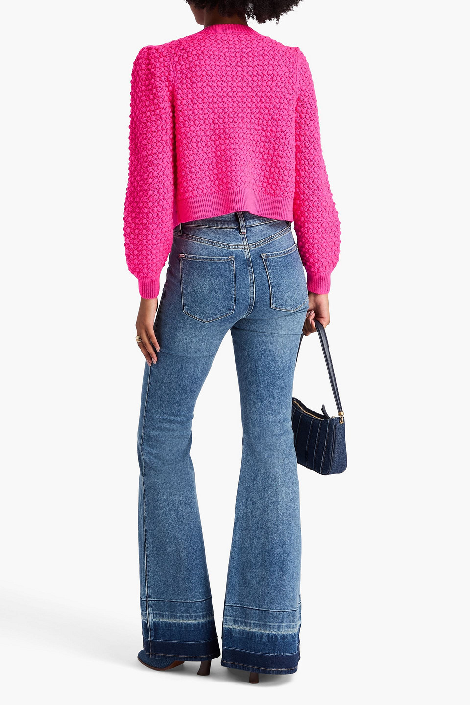 Alice And Olivia Kitty Cropped Wool-blend Cardigan In Pink