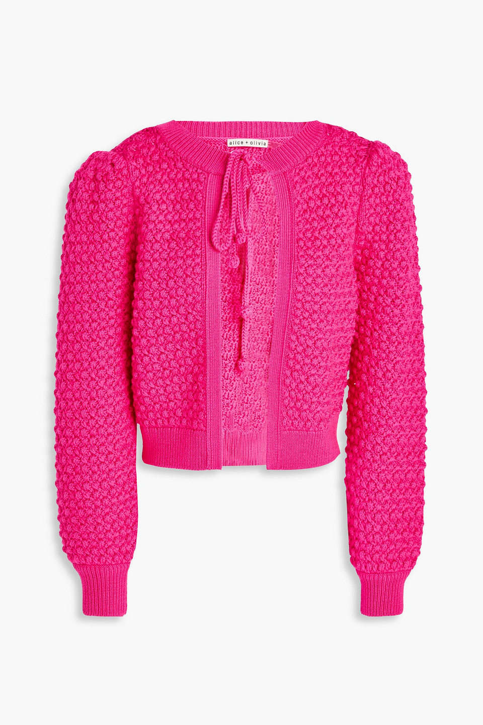Alice And Olivia Kitty Cropped Wool-blend Cardigan In Pink