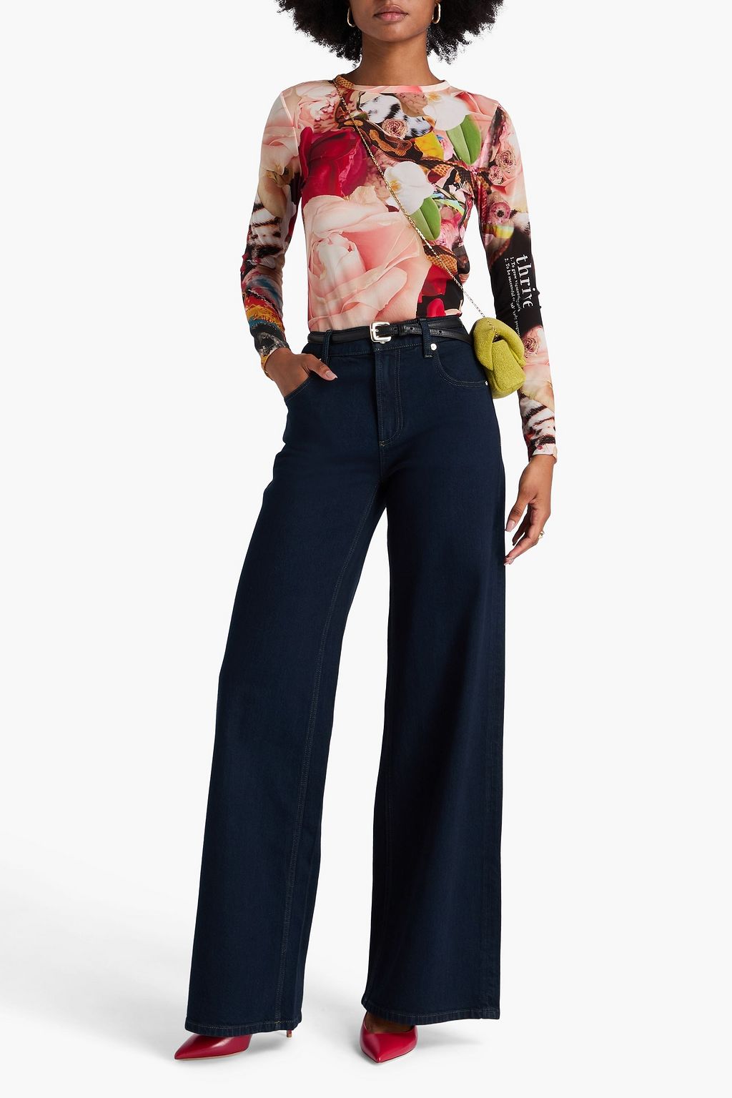 ALICE + OLIVIA Delaina printed mesh top