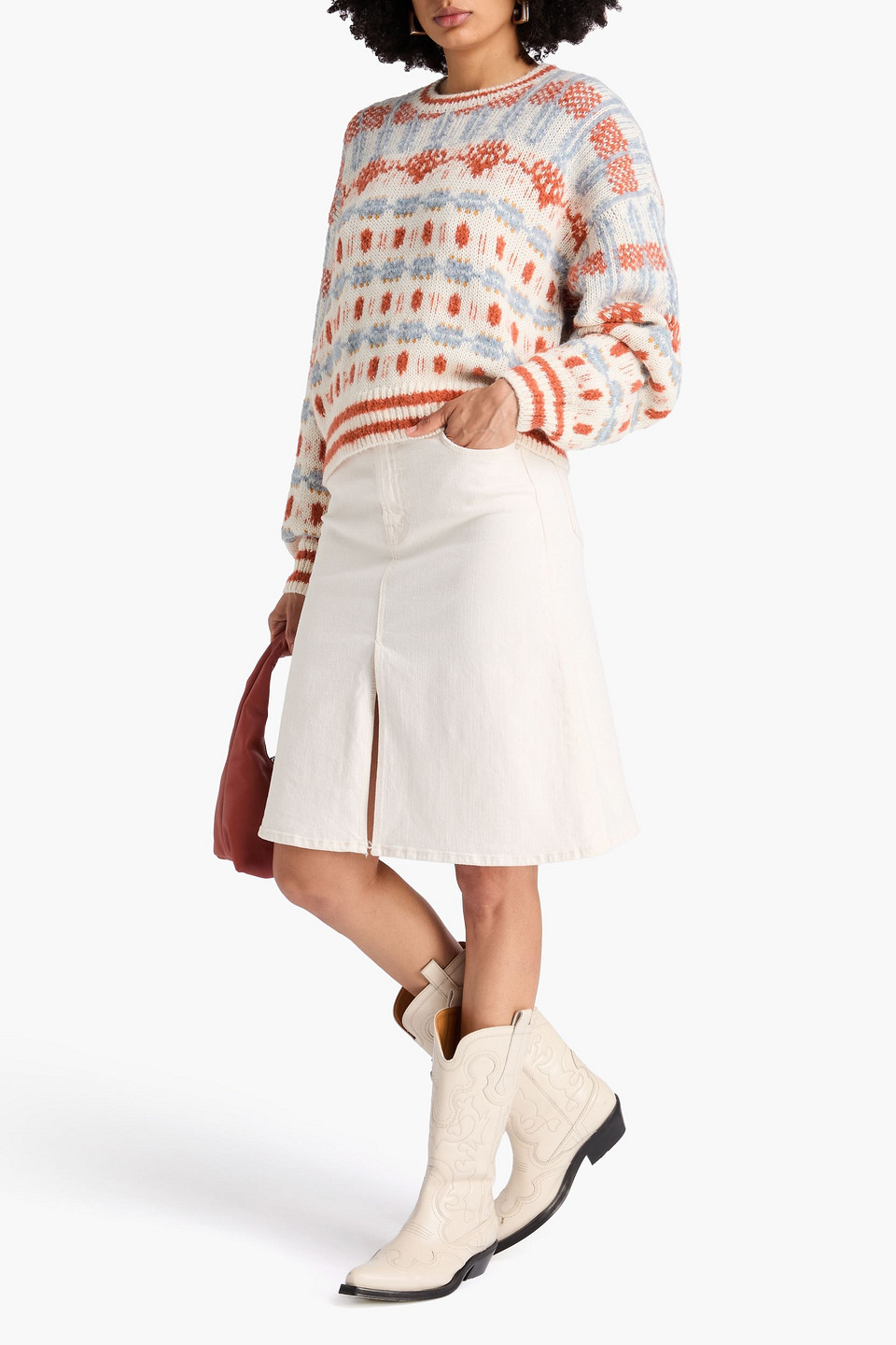  Mother - The Long Drop Pullover Aus Jacquard-strick Aus Einer Alpakamischung - Weiß - S 