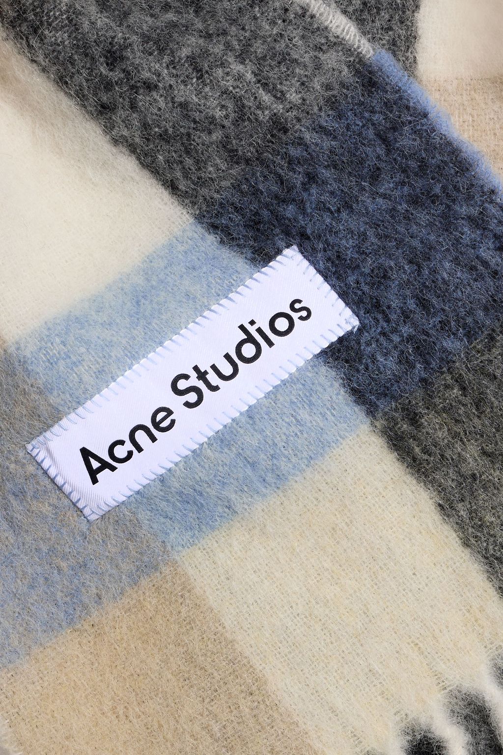 ACNE STUDIOS Fringed checked knitted scarf