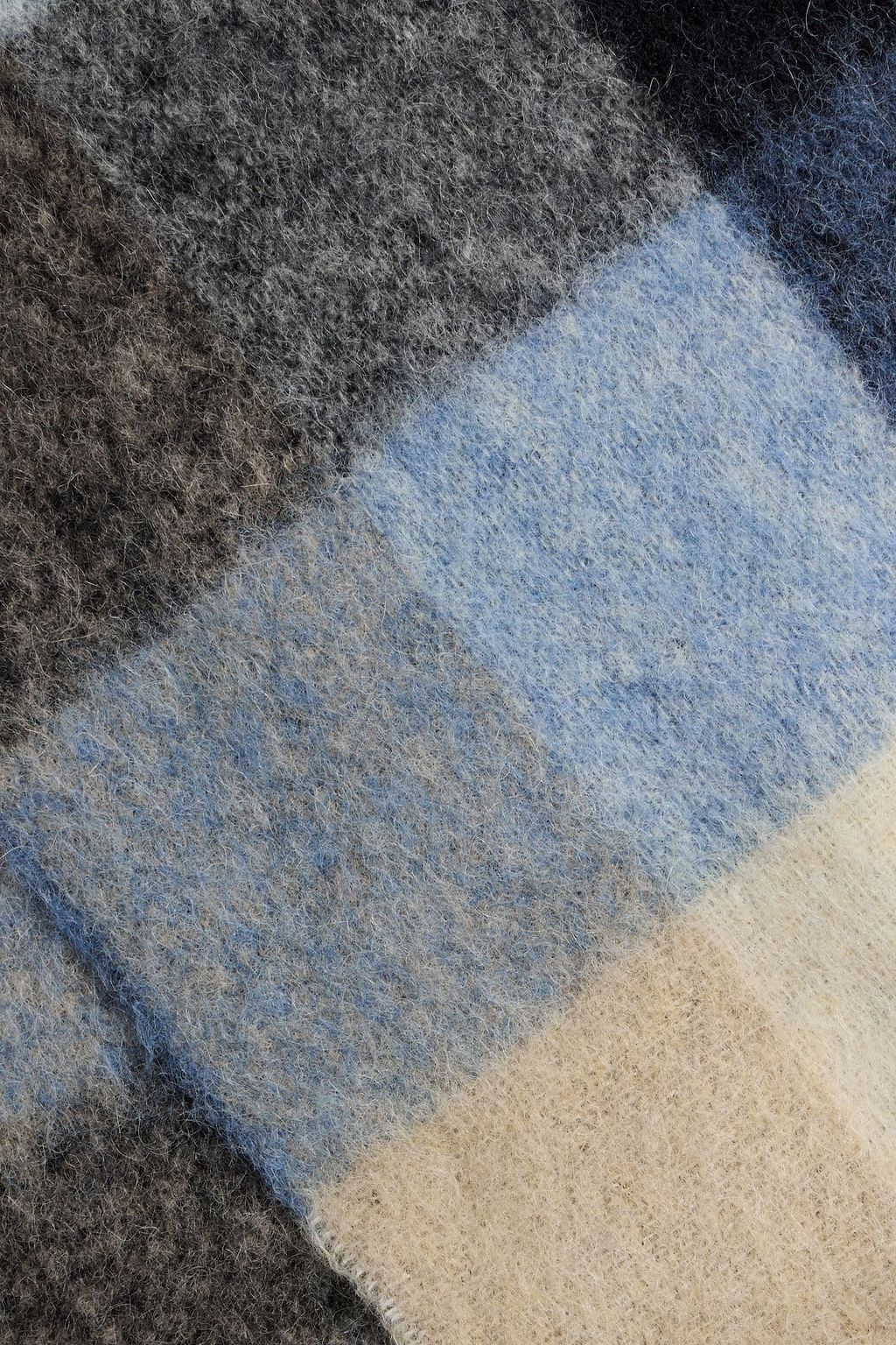 ACNE STUDIOS Fringed checked knitted scarf