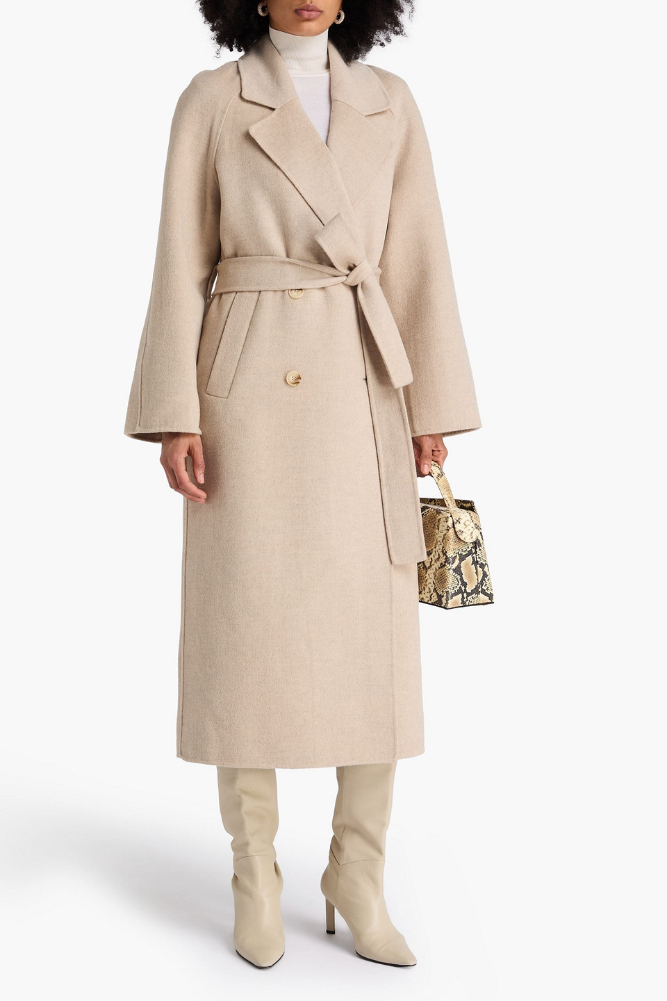  A.emery - Evans Double-breasted Wool-blend Twill Coat - Neutral - Xxl 
