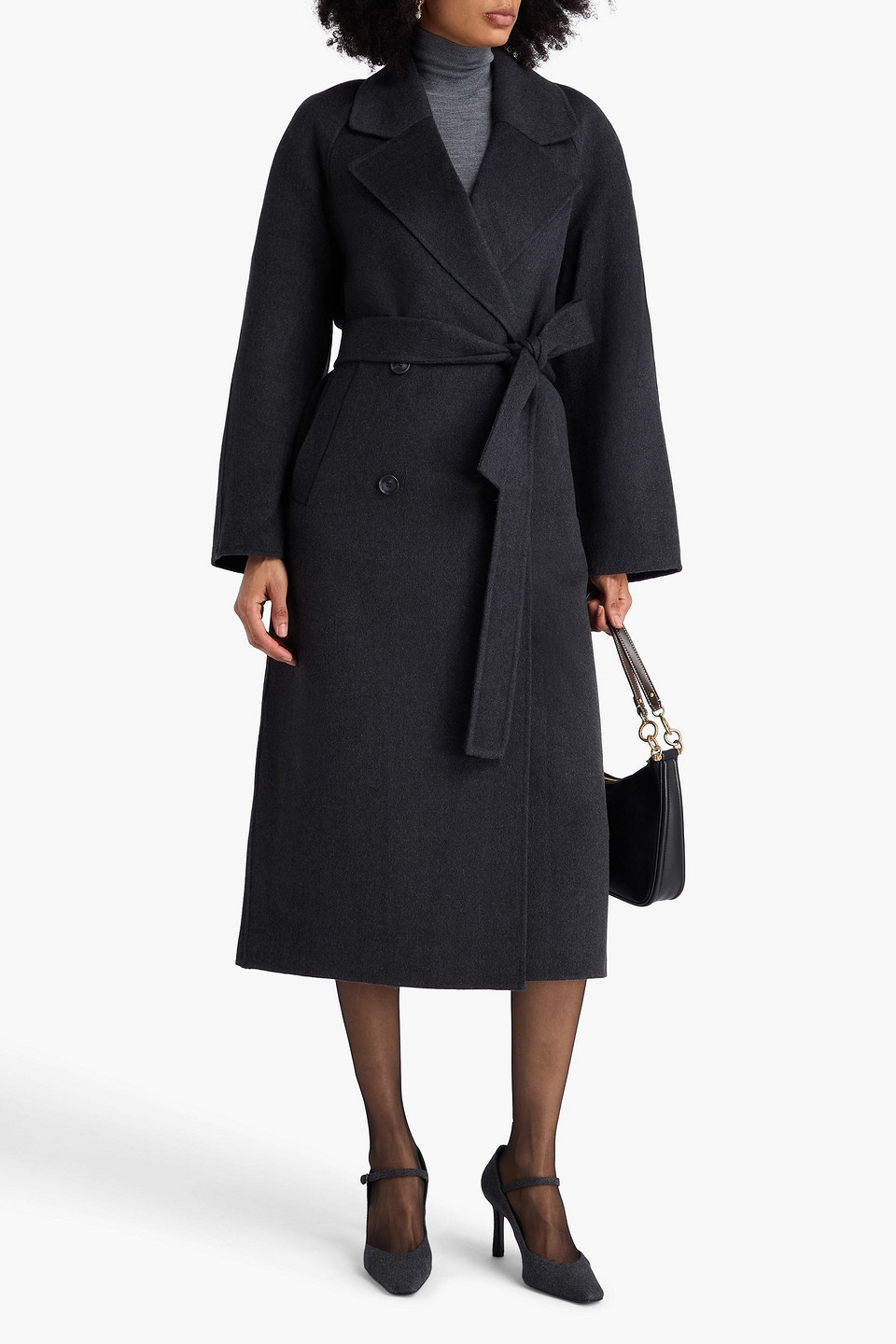 A.emery - Evans Double-breasted Wool-blend Twill Coat - Gray - L/xl 