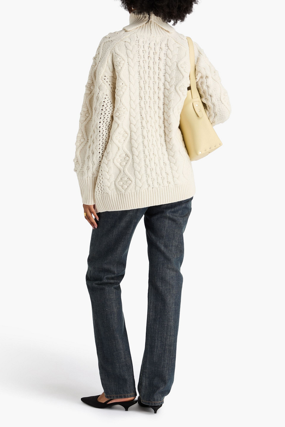  Loulou De Saison - Rollkragenpullover „anar“ Aus Einer Woll-kaschmirmischung Mit Zopfstrickmuster - Weiß - S 