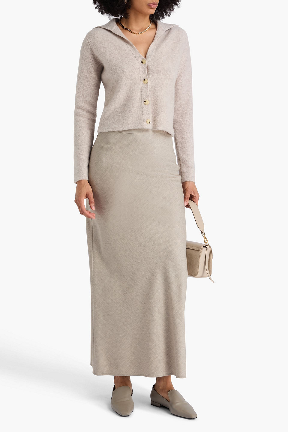  A.emery - Riva Wool-twill Maxi Skirt - Gray - Uk 6 