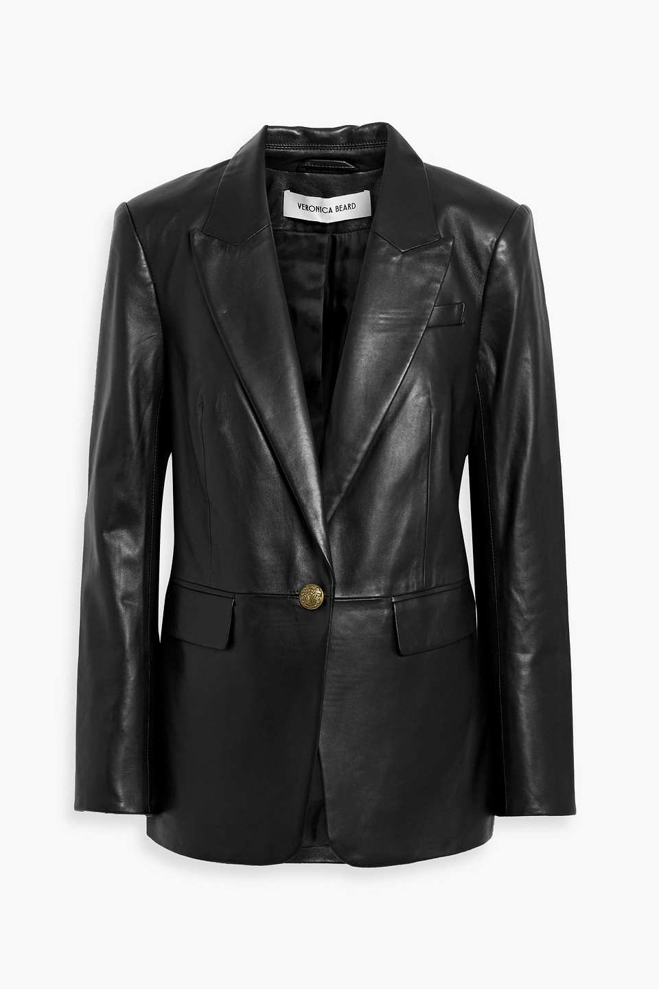 Veronica Beard Vega Dickey Leather Blazer In Black
