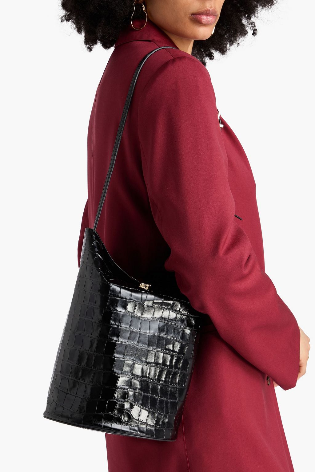 LOULOU STUDIO Courtney クロコ風レザー バケットバッグ