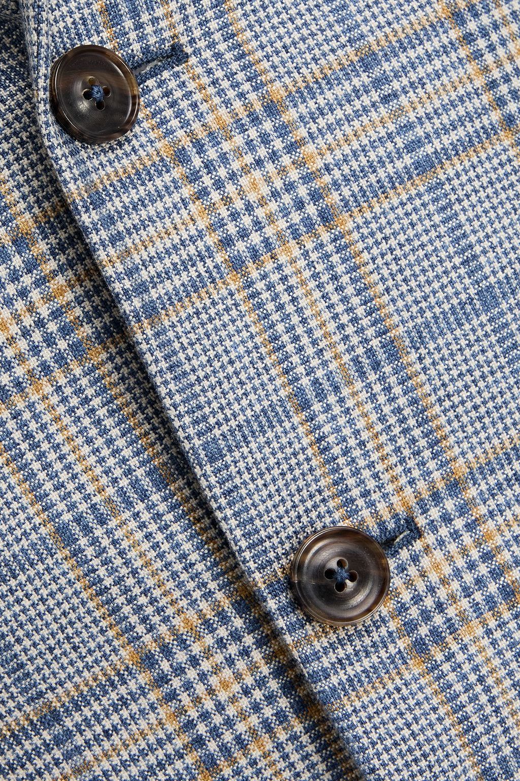 CANALI Prince of Wales checked silk and cashmere-blend blazer