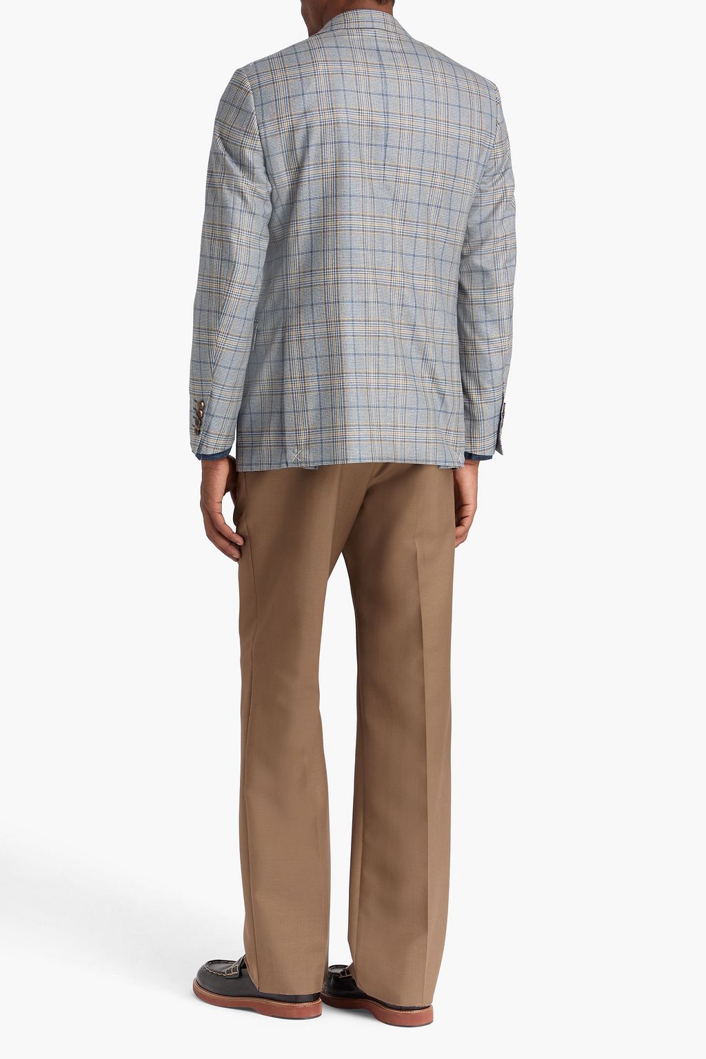 CANALI Prince of Wales checked silk and cashmere-blend blazer