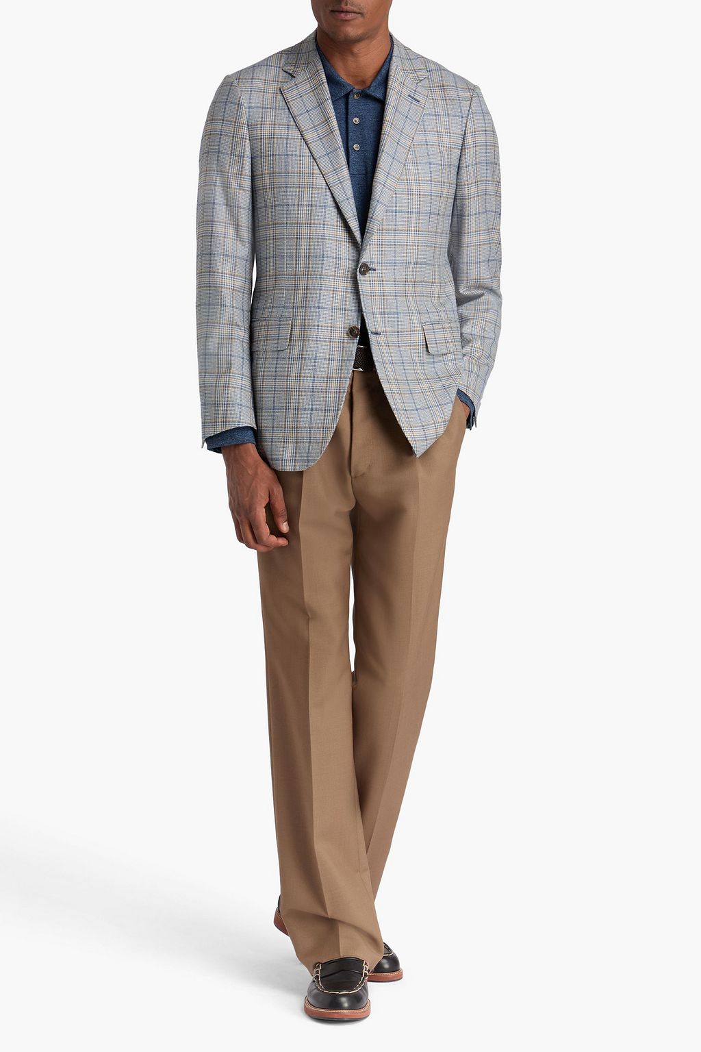 CANALI Prince of Wales checked silk and cashmere-blend blazer