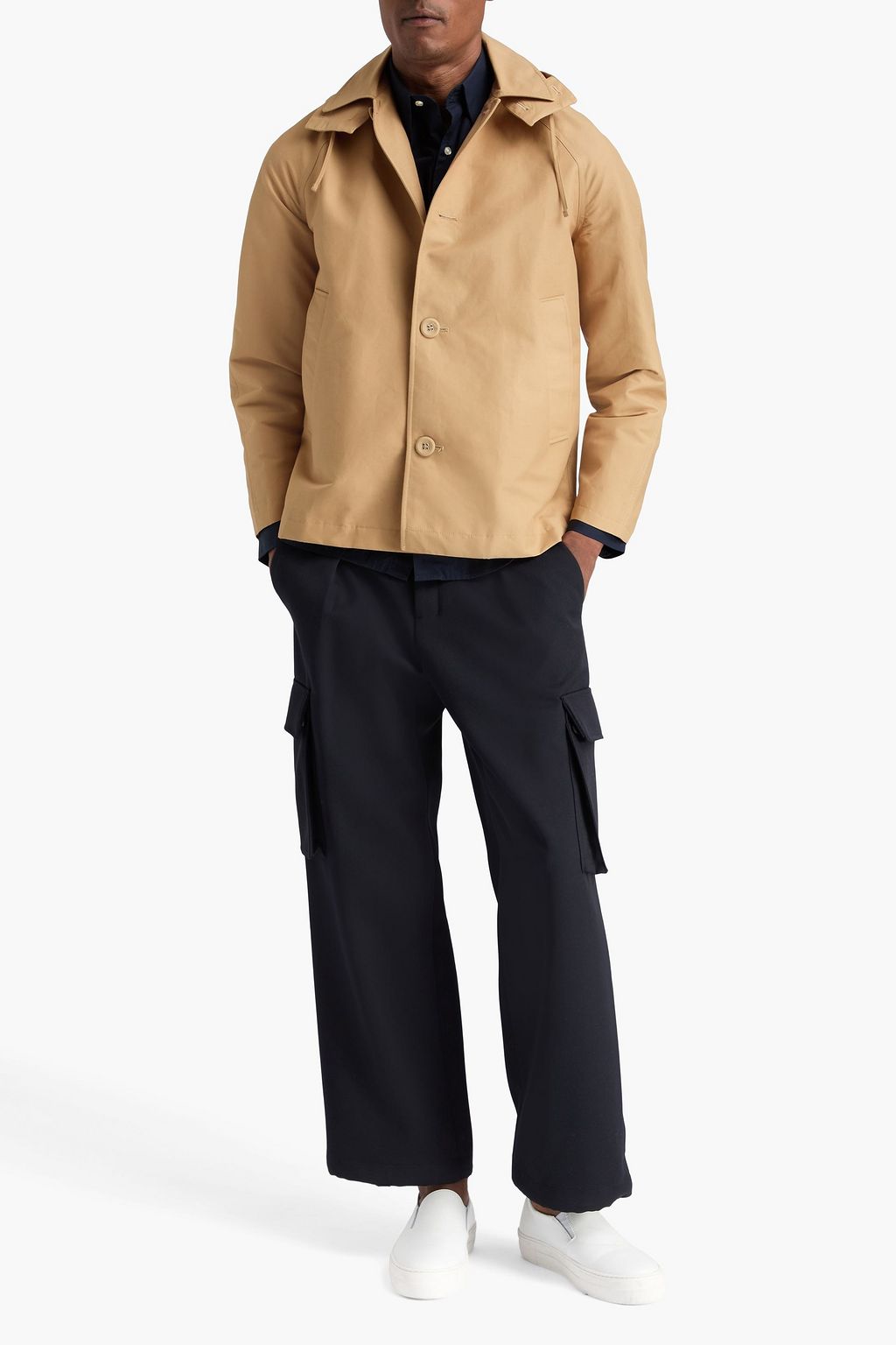 OFFICINE GÉNÉRALE スラブ織地 フード付きジャケット