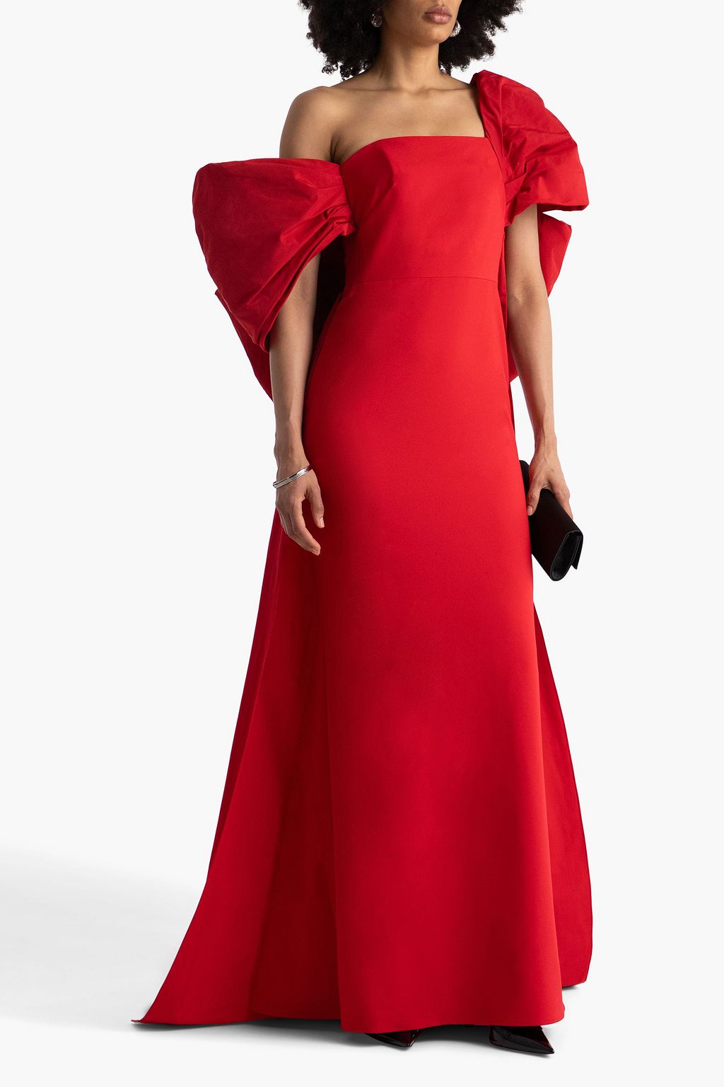 MARCHESA NOTTE Cold-shoulder cutout crepe gown