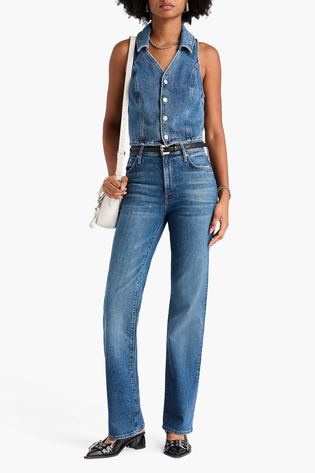 MOTHER The Spitfire Nerdy Cuff high-rise straight-leg jeans