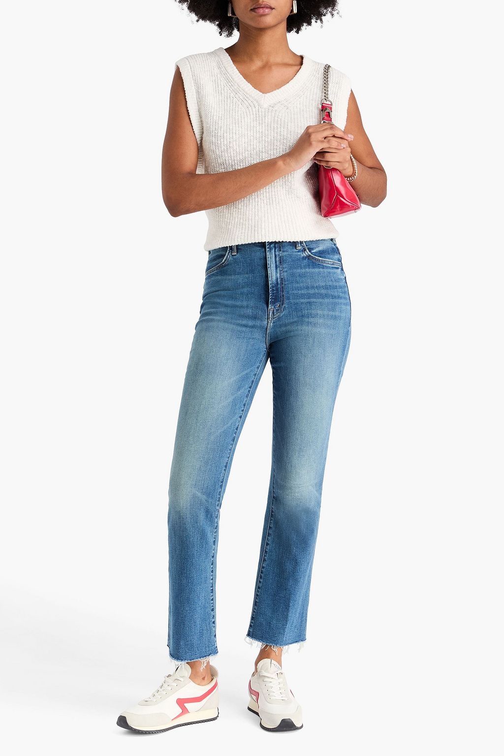 MOTHER The Hustler Ankle Fray high-rise kick-flare jeans