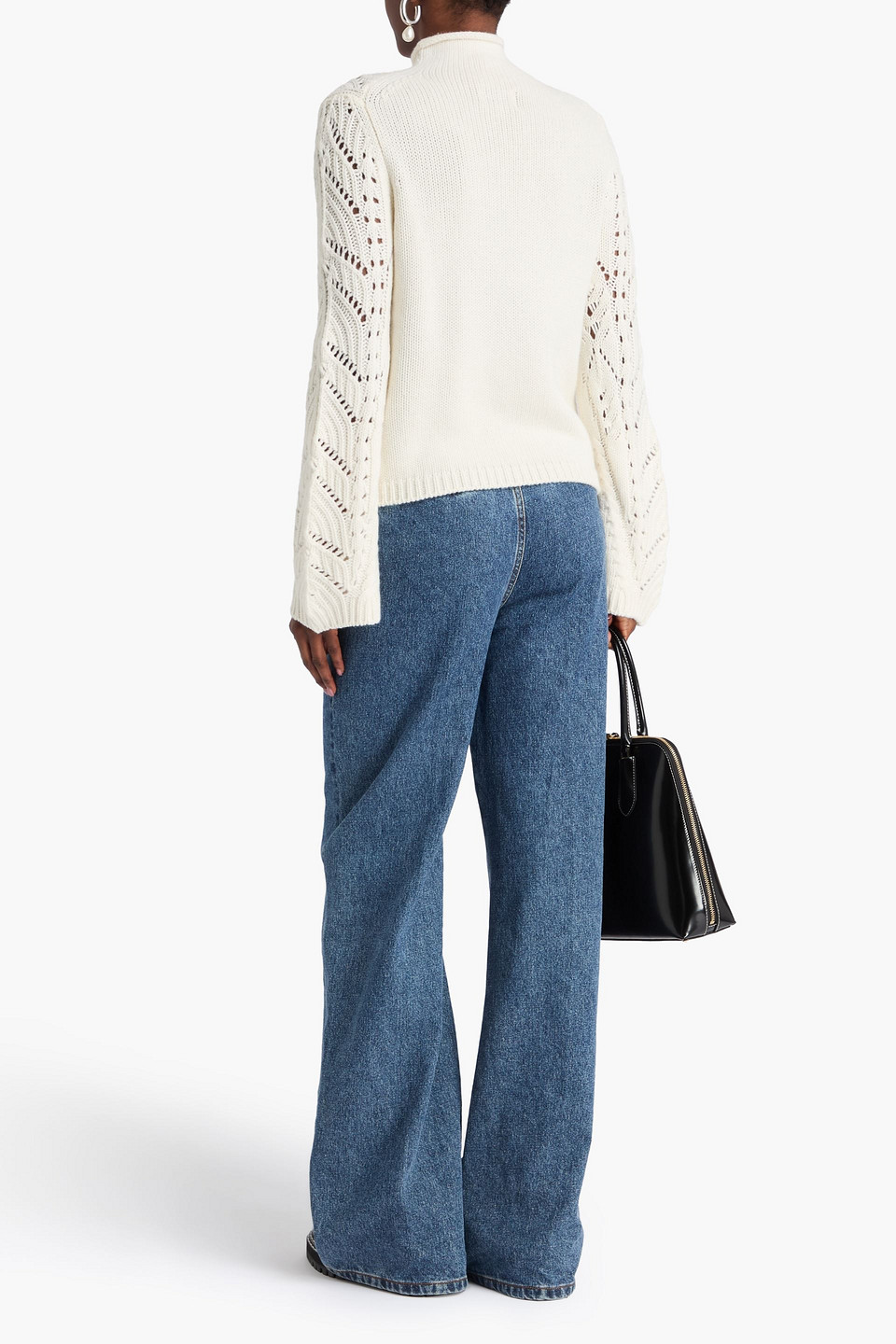  Loulou De Saison - Rollkragenpullover „gustavia“ Aus Einer Woll-kaschmirmischung In Pointelle-strick - Weiß - Xl 