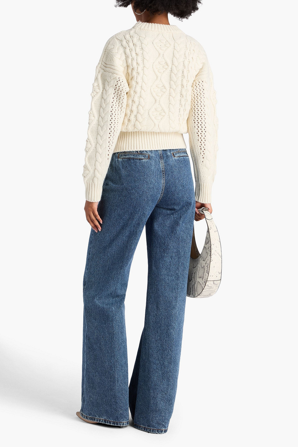  Loulou De Saison - Pullover „eustace“ Aus Einer Woll-kaschmirmischung Mit Zopfstrickmuster - Weiß - Xl 