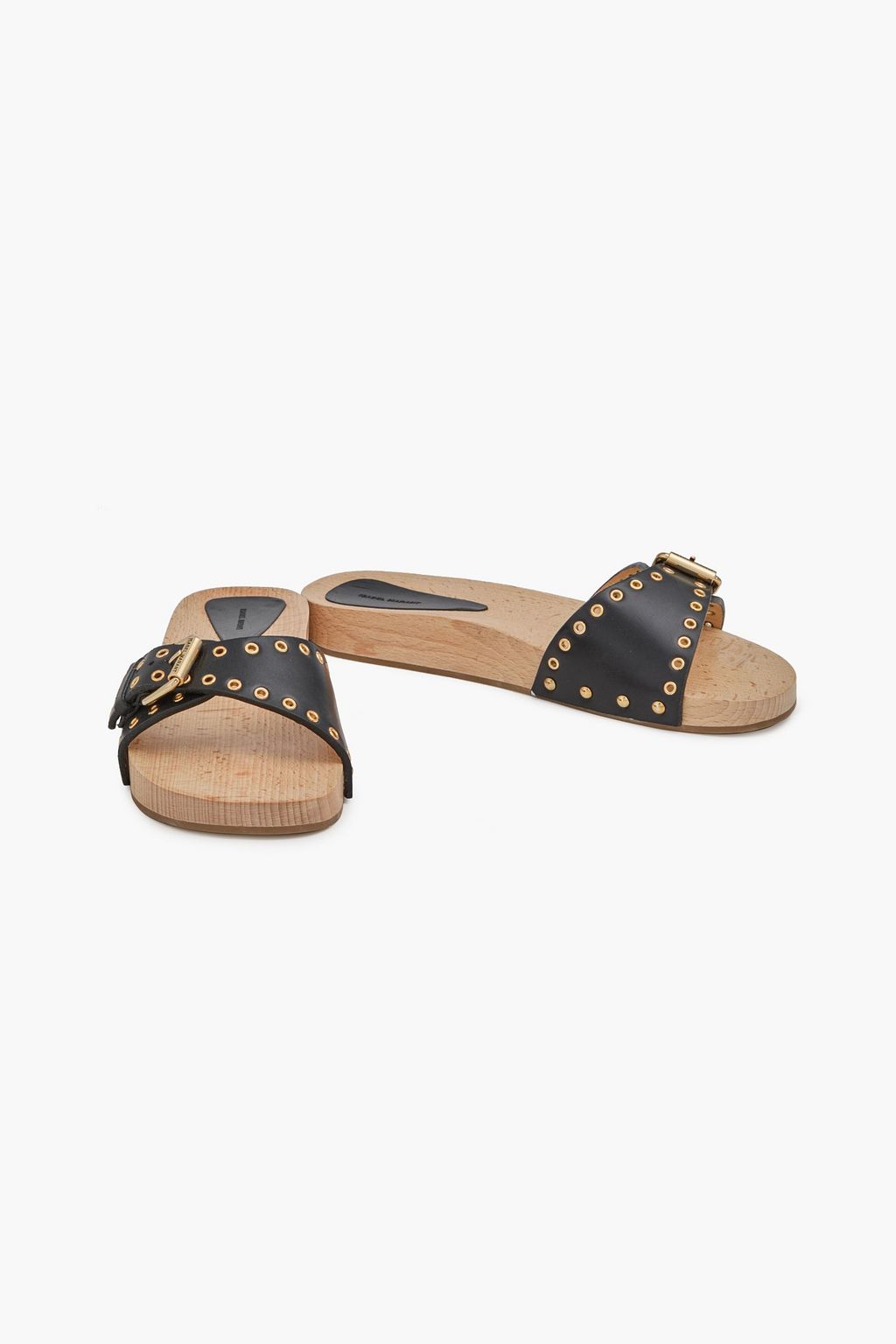 ISABEL MARANT Eyelet-embellished leather slides