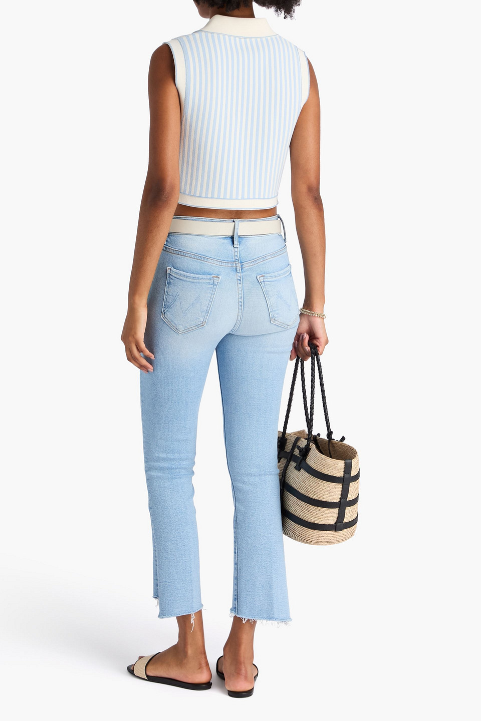  Mother - The Insider Crop Hoch Sitzende Bootcut-jeans In Distressed-optik - Blau - 24 