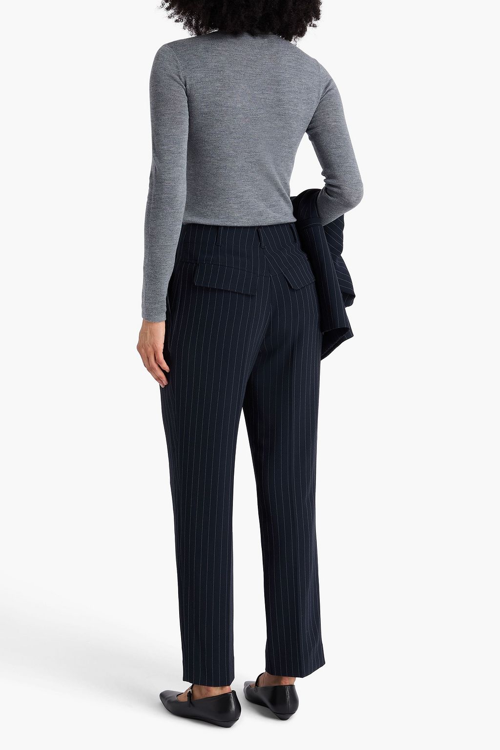 A.EMERY Draper pleated pinstriped crepe tapered pants