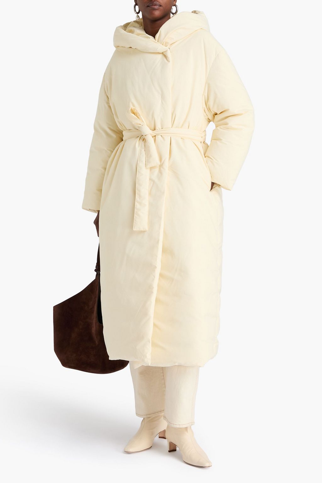 LOULOU STUDIO معطف دوريس بقبعة من قماش عازل محشو بالزغب