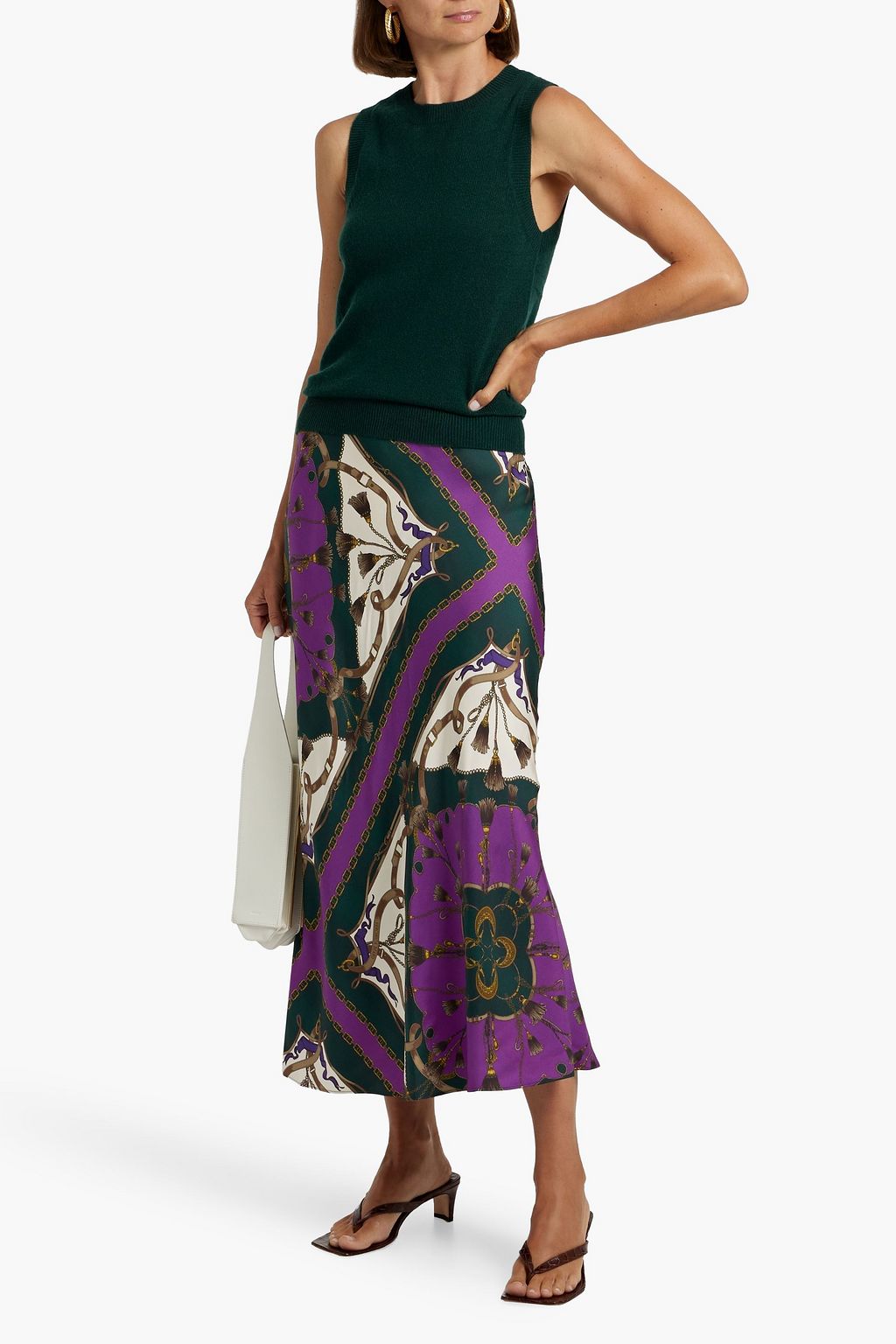 VERONICA BEARD Clover printed silk-blend twill maxi skirt