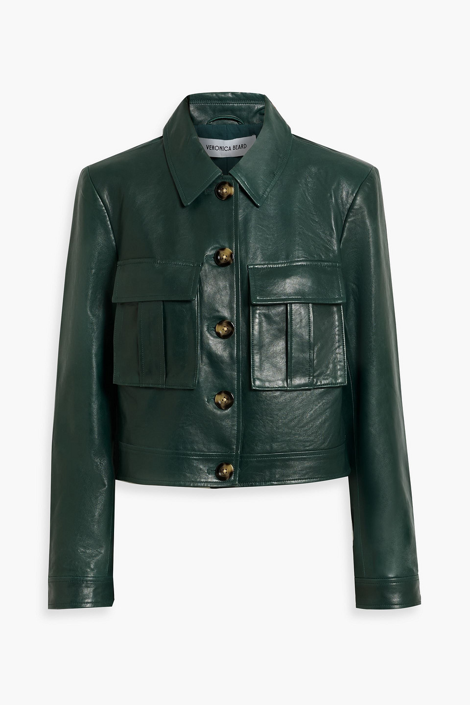 Veronica Beard Monte Leather Jacket In Hunter Green In Green