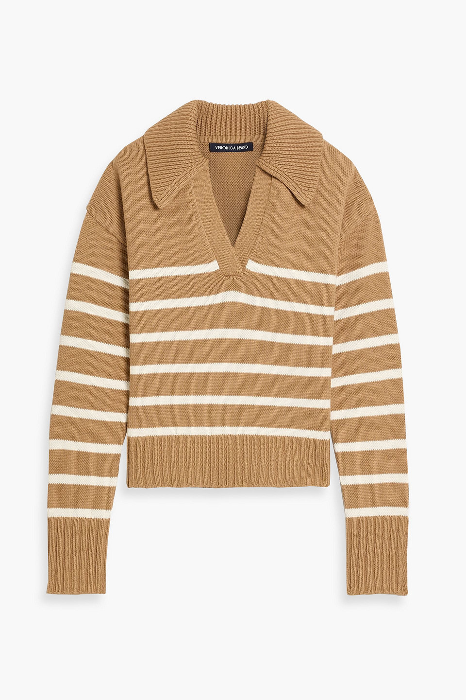 Veronica Beard Jovie Striped Cotton Sweater In Sand