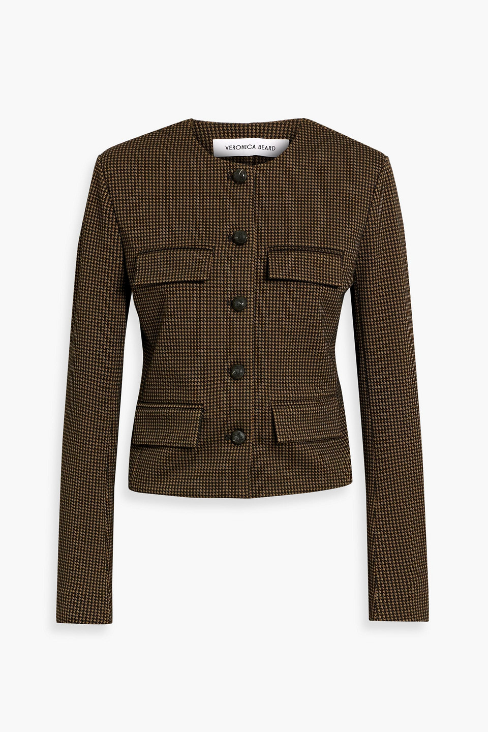 Veronica Beard Berkley Houndstooth Tweed Jacket In Brown