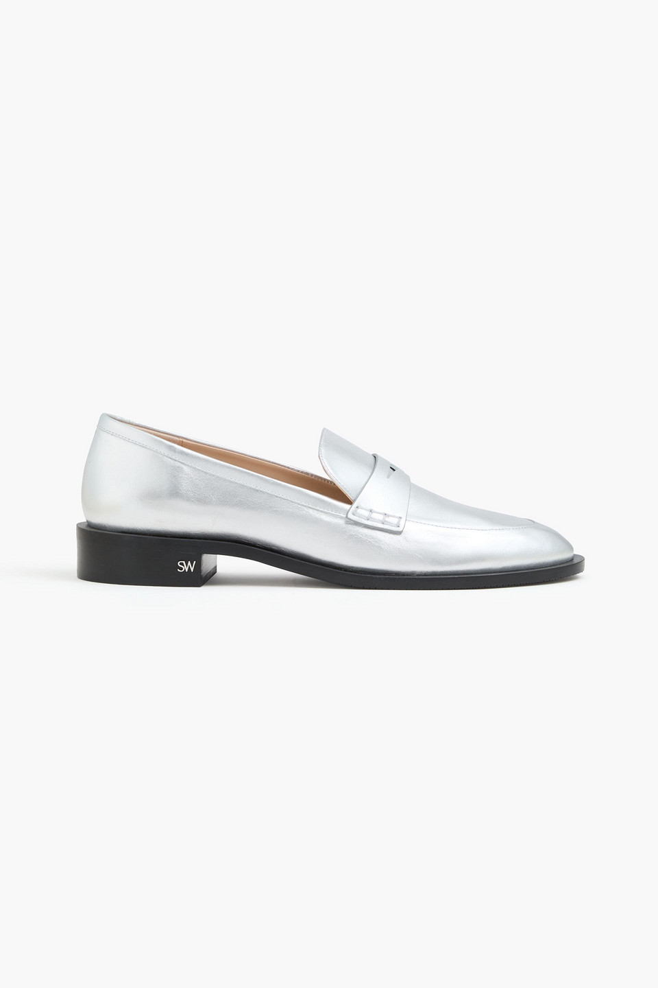 Stuart Weitzman Emi Metallic Leather Loafers