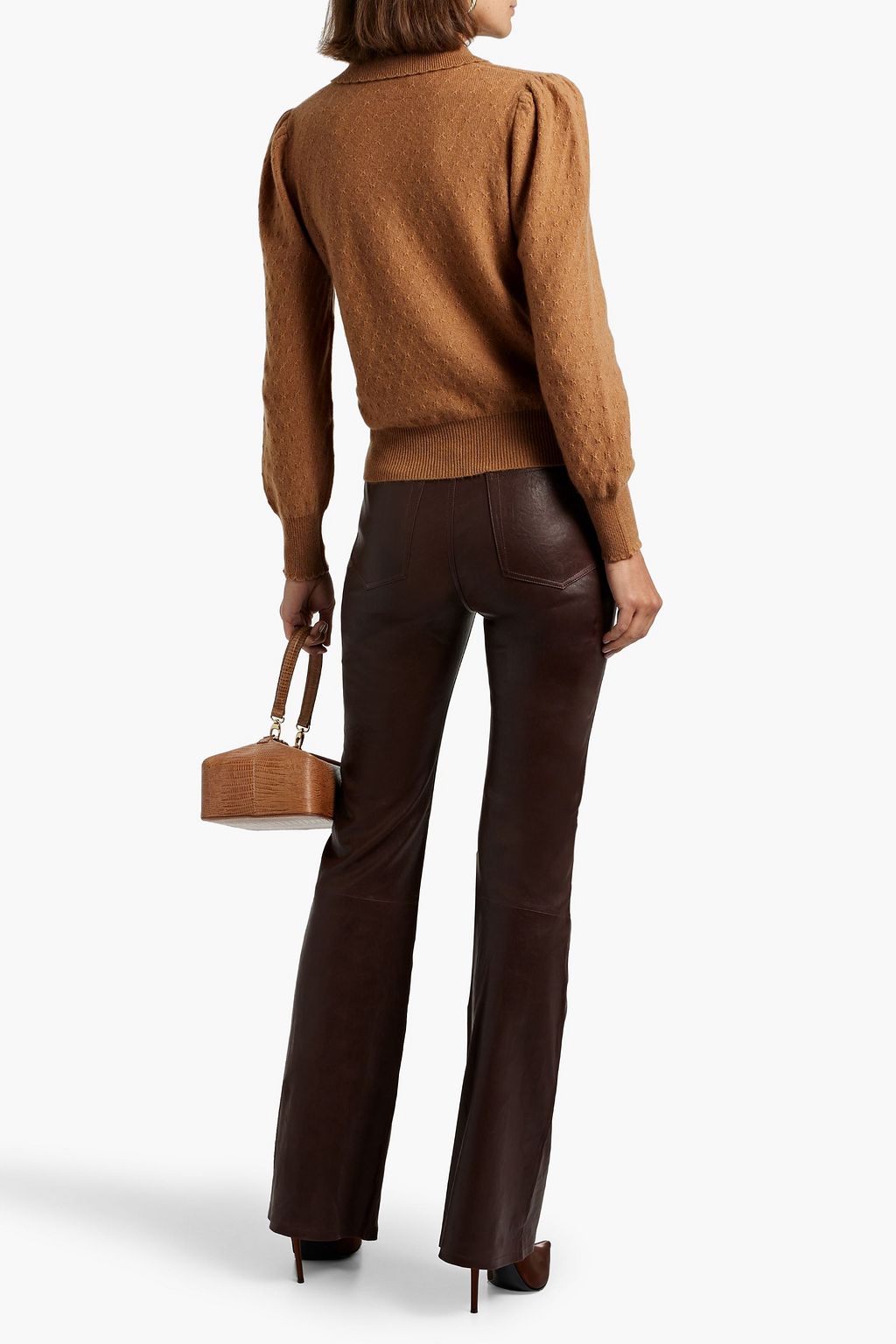 FRAME The Slim Stacked leather flared pants