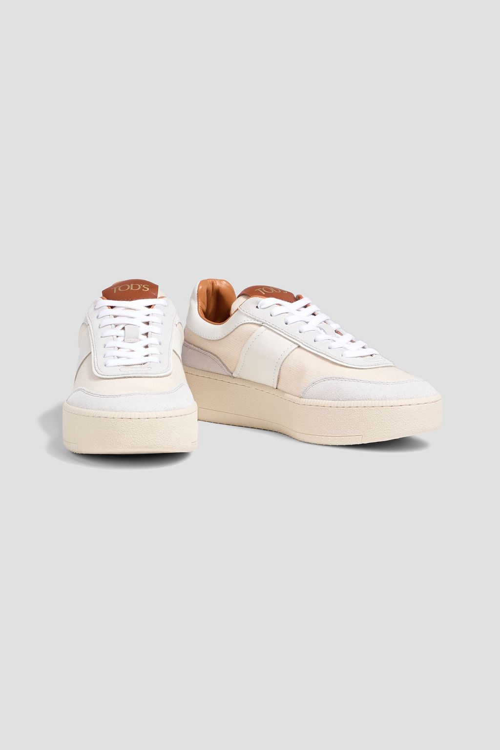 TOD'S Twill, suede and leather sneakers