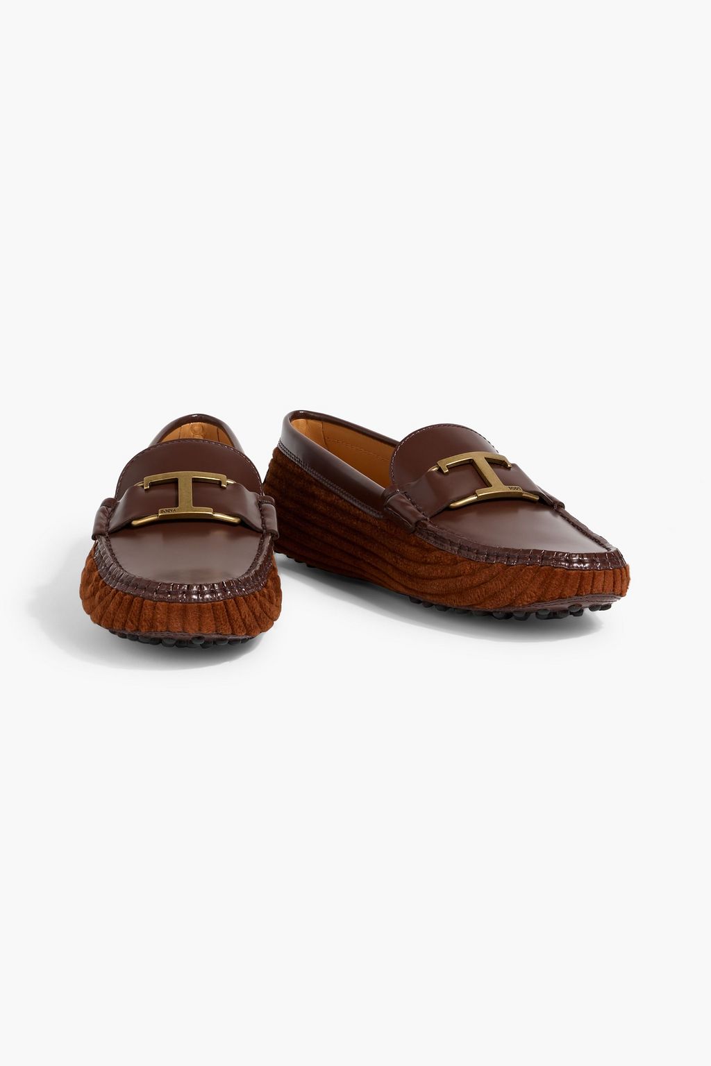 TOD'S T Timeless corduroy and leather loafers