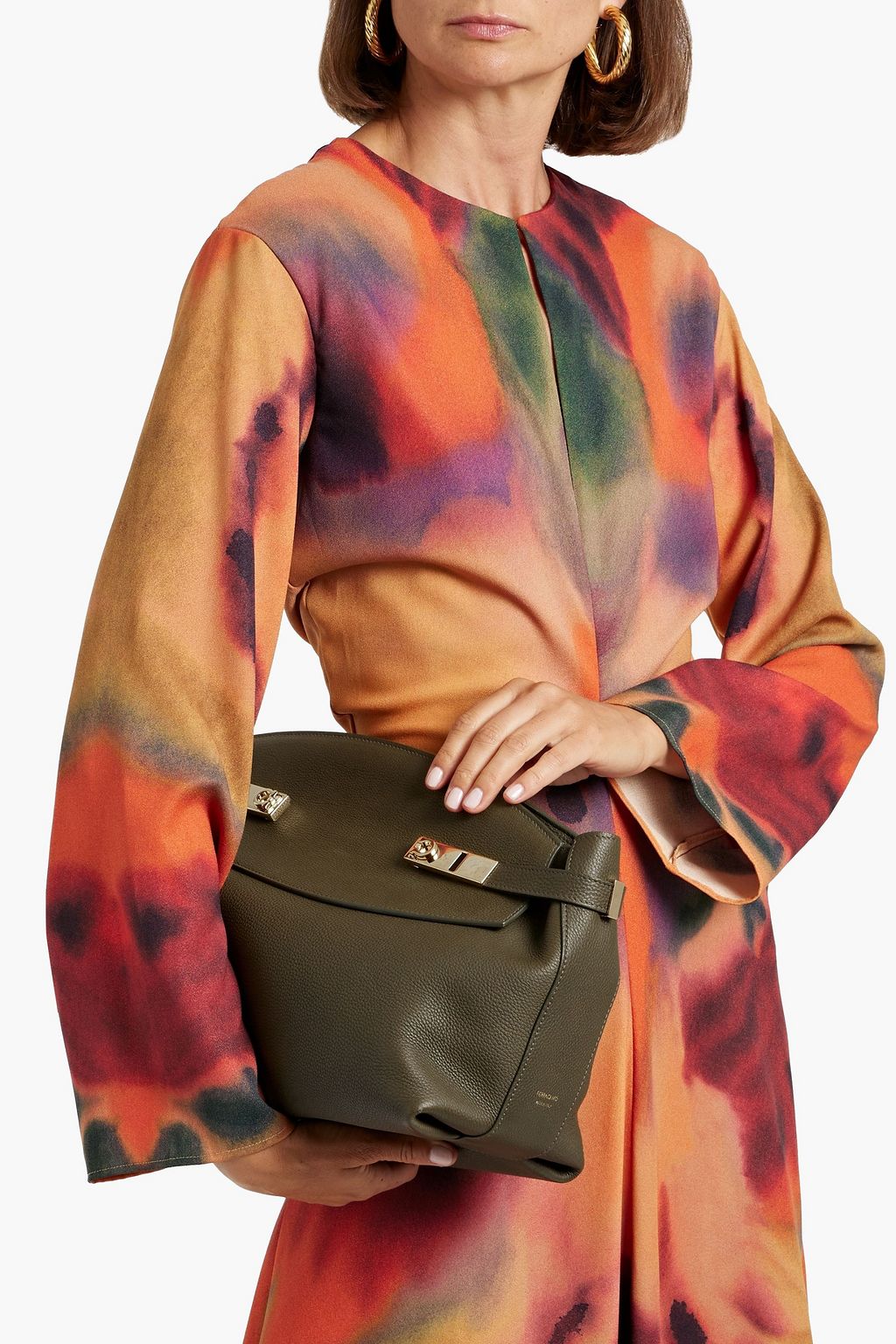 FERRAGAMO Hug pebbled-leather shoulder bag