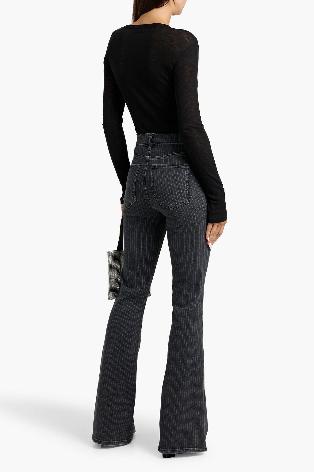 FRAME Le High Flare pinstriped high-rise flared jeans