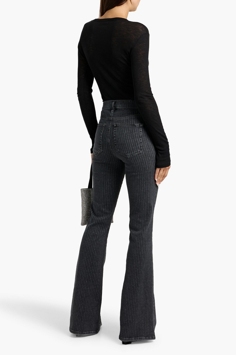 Frame Le High Flare Pinstriped High-rise Flared Jeans