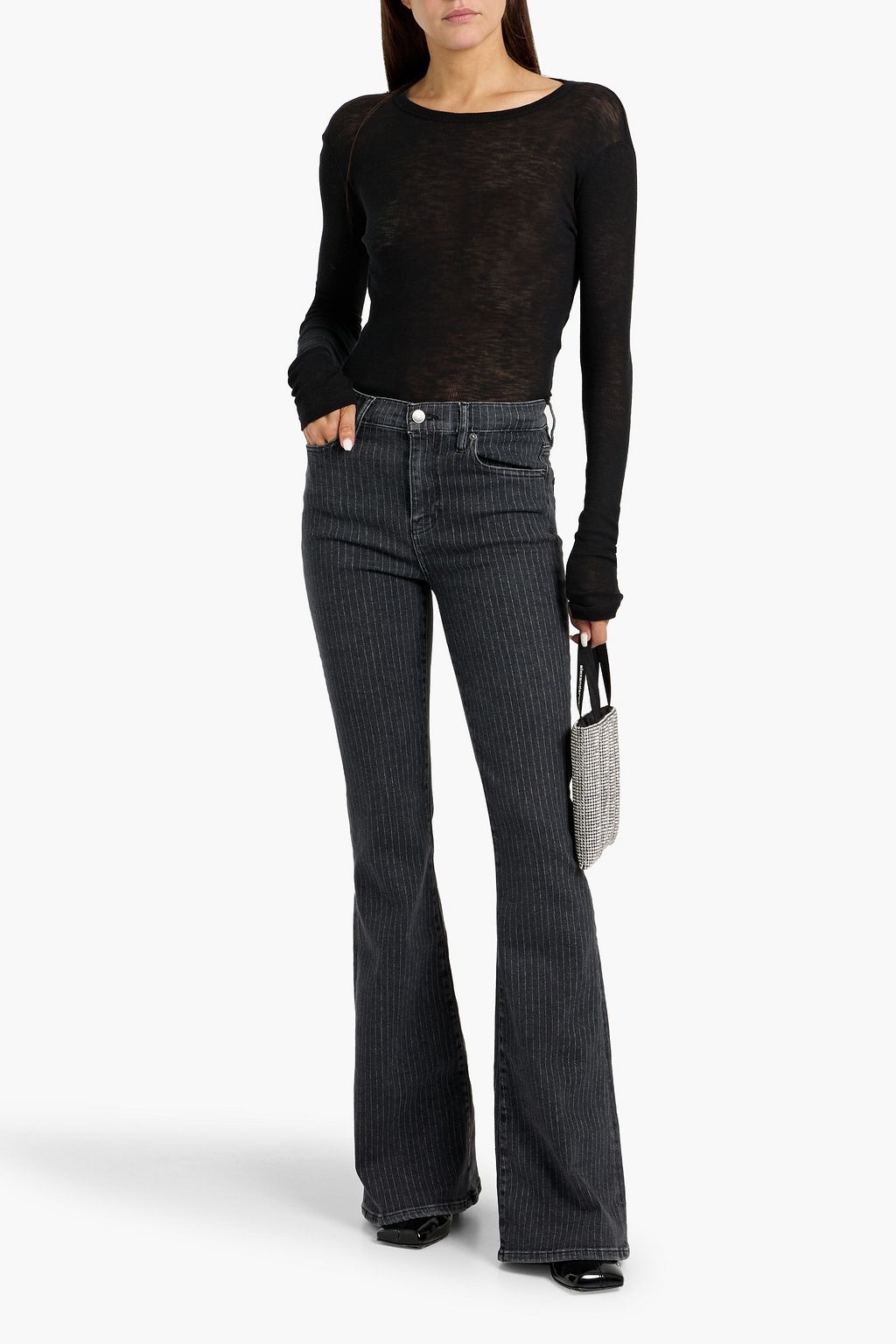 FRAME Le High Flare pinstriped high-rise flared jeans