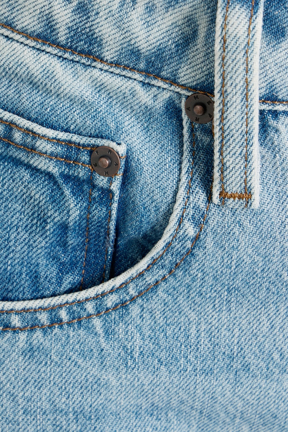 Frame Distressed High-rise Barrel-leg Jeans
