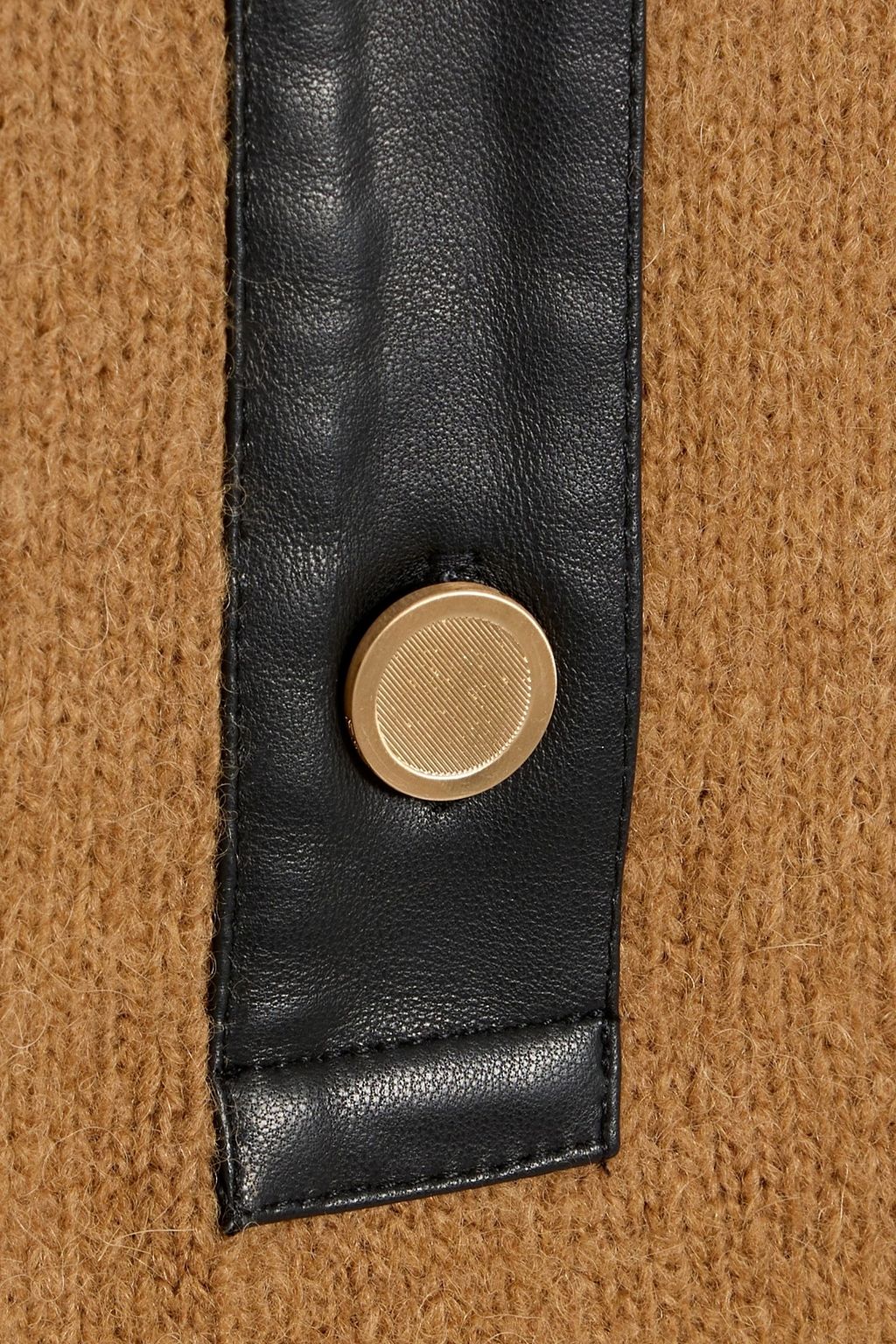 FRAME Leather-trimmed knitted sweater