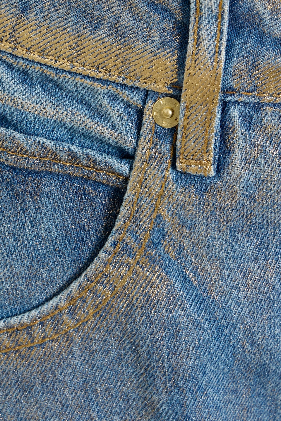 Frame Coated Metallic High-rise Barrel-leg Jeans
